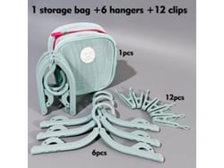 Set Perchas Chrui Plegables Viaje 6 Perchas Con 12 Pinzas + Bolsa (azul)