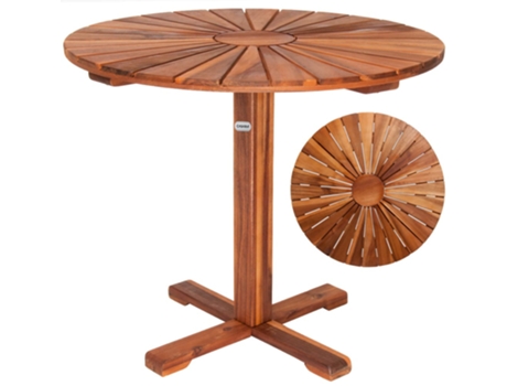 Mesa de jardín Sunrise de madera de acacia preengrasada à 70,5 cm Marrón