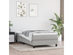 Cama Box Spring Con Colchón Tela Gris Claro 80x200 Cm