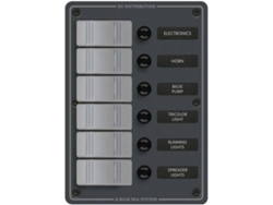Painel BLUE SEA 6 Position Water Resistant Swtich Panel Negro
