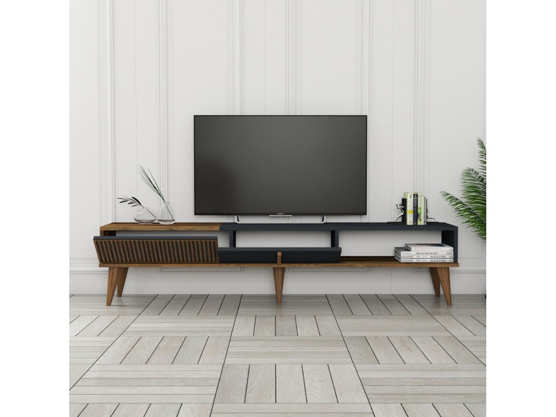 Mueble TV diseño madera y carbón 180 cm NOLA CONCEPT U