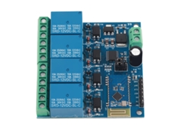 Módulo de relé inteligente Bluetooth de 4 canales y 12 V (modelo 2026as) con control remoto mediante aplicación móvil para Android.