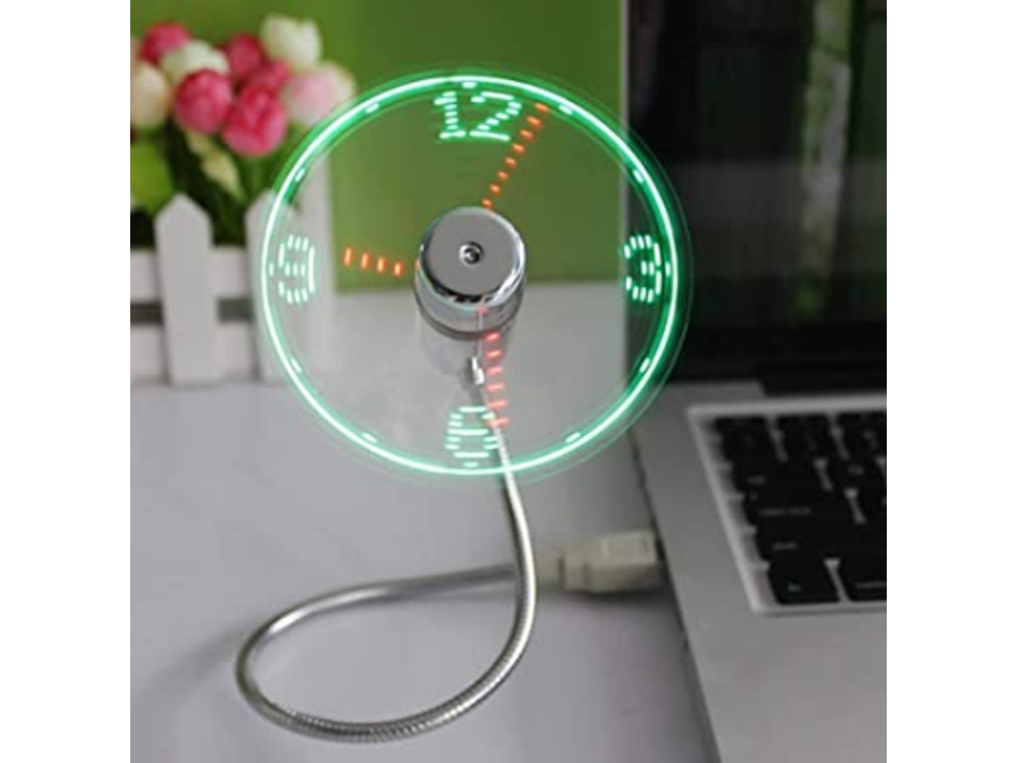 SPGUARD USB laptop fan led smart clock fan small fan flashing word luminous fan