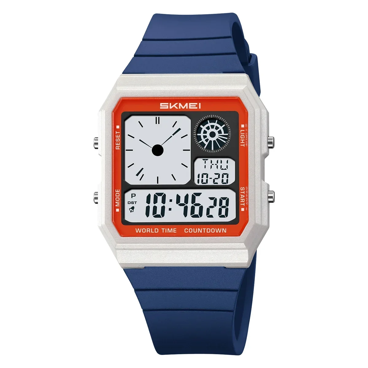 Reloj Digital (blanco Y Azul) Para Hombre Y Mujer, Cronógrafo Resistente Al Agua Para Exteriores.