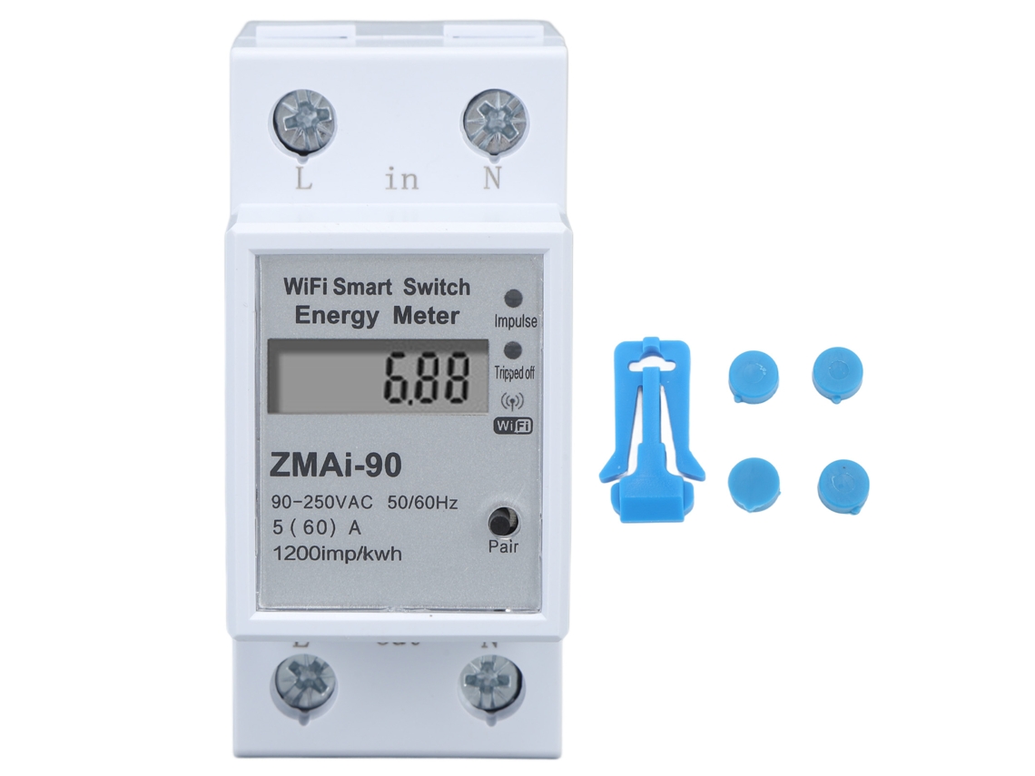 Medidor De Energía Wifi Monofásico Con Control Remoto Y Aplicación, Monitoriza El Consumo De Energía, 110-230v