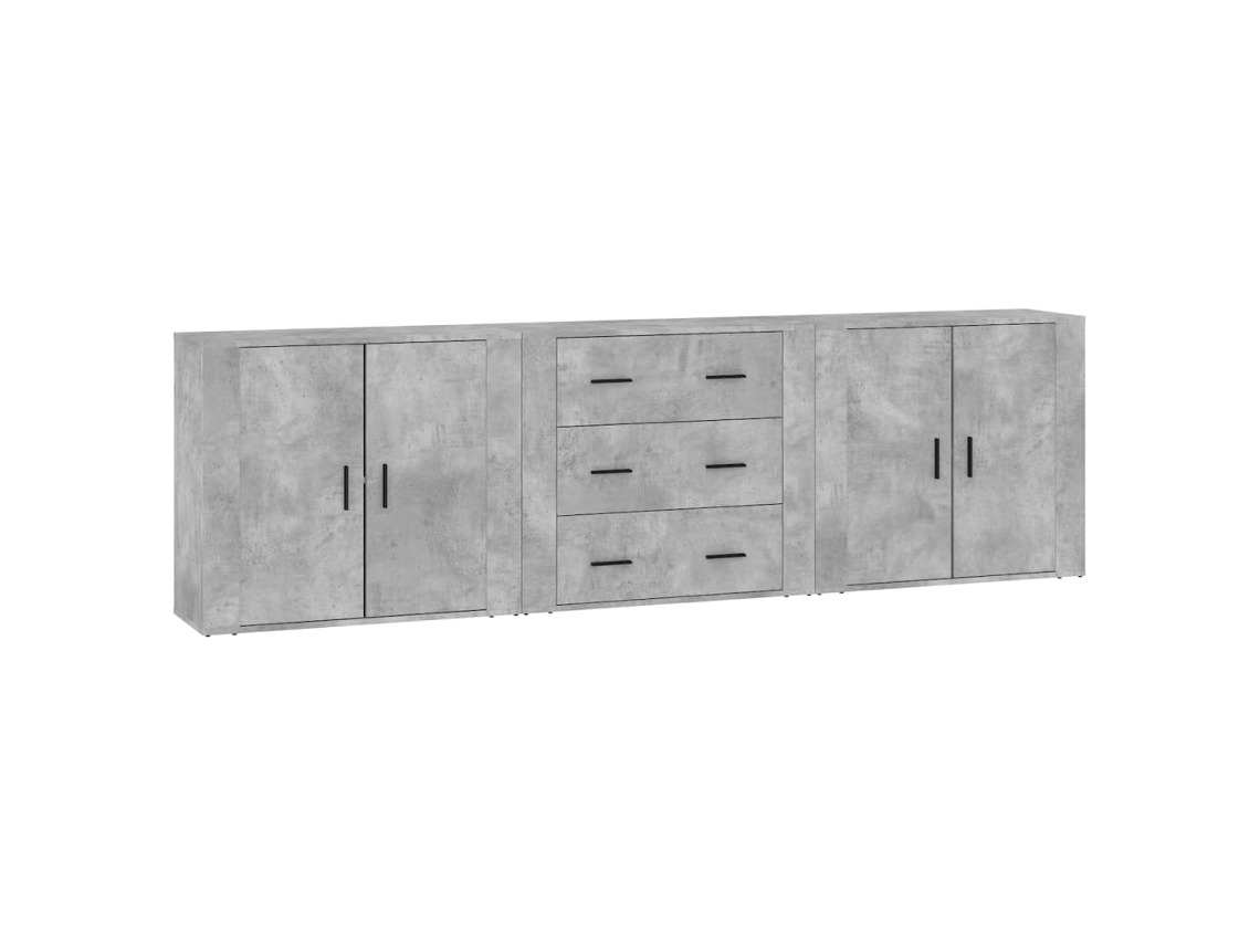 Maison Exclusive - Aparadores 3 Piezas Madera Contrachapada Gris Cemento