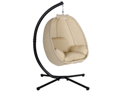 Silla colgante en forma de huevo con asiento mecedor y cojín sólido, adecuada para uso interior y exterior, 125 cm (ancho) x 95 cm (profundidad) x 170 cm (alto)
