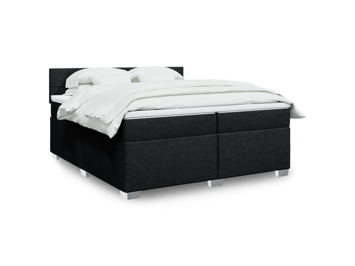 Cama Box Spring Con Colchón Tela Negro 200x200 Cm