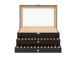 Estuche para bolígrafos, 36 compartimentos, interior de terciopelo, negro.