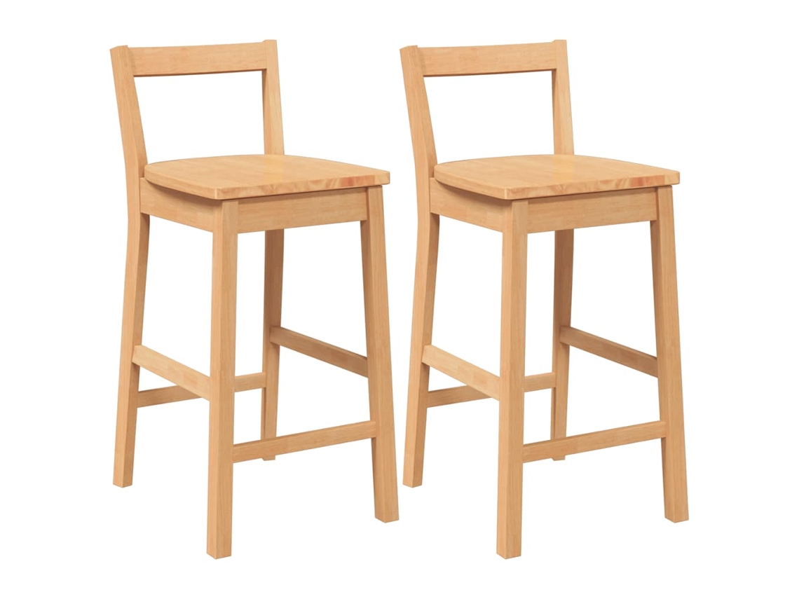 Maison Exclusive - Taburetes De Bar, 2 Unidades, Madera Maciza Natural, Caucho