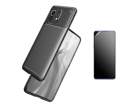 Kit Carcasa y Protector Xiaomi Mi 11 Ultimatte Rugged Carbon Negro