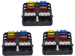 3 Bloques De Fusibles Impermeables De 6 Vías Con Indicador Led, 12 Circuitos, Caja Negativa Marina