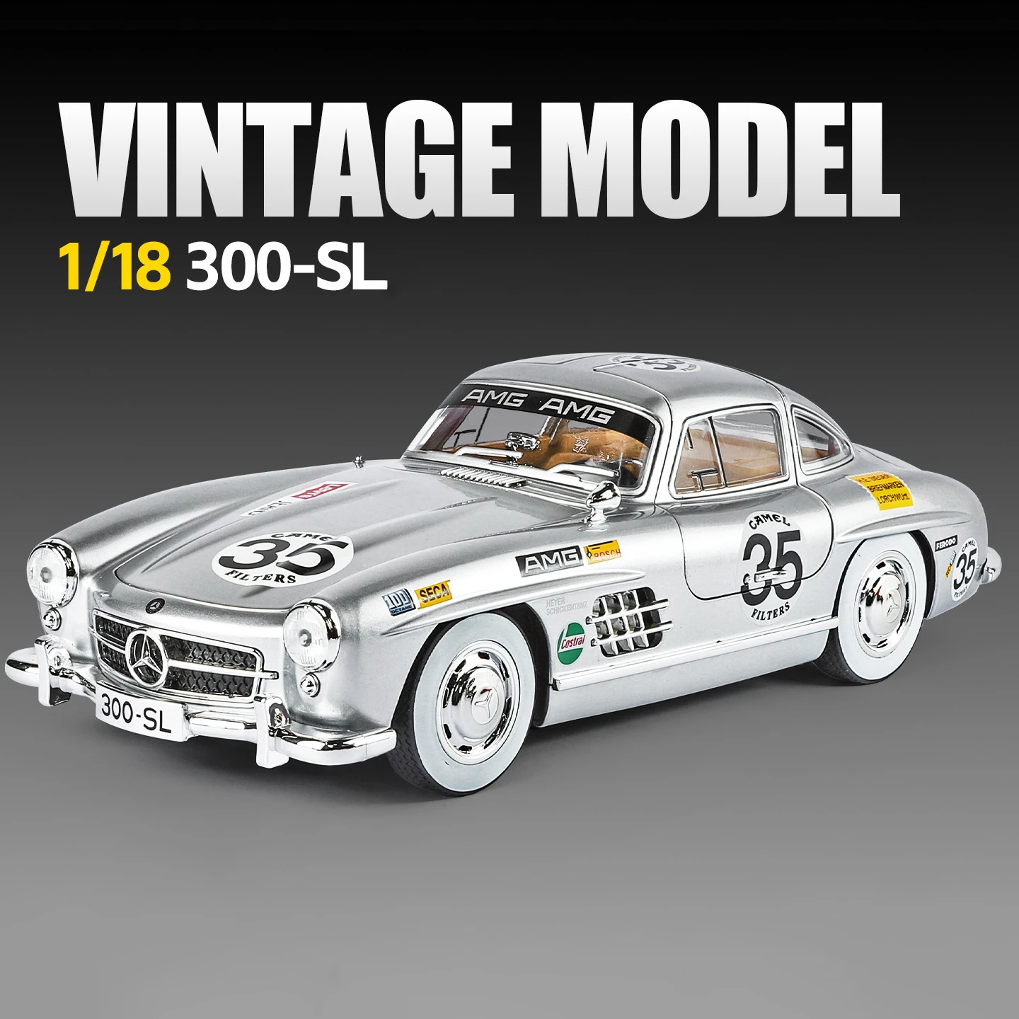 (plata) Coche De Juguete A Escala 1:18 De Aleación, De Metal Fundido A Presión Con Mecanismo De Retroceso, Sonido Y Luz.