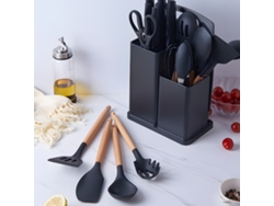 Juego De Utensilios De Cocina 19 En 1 Con Silicona Resistente Al Calor Y Cuchillos Afilados Con Tabla De Cortar.