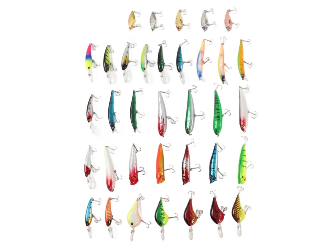 Kit De Iscas De Pesca Minnow Mistas 35pcs Isca Dura Simulada Para Água Doce E Salgada