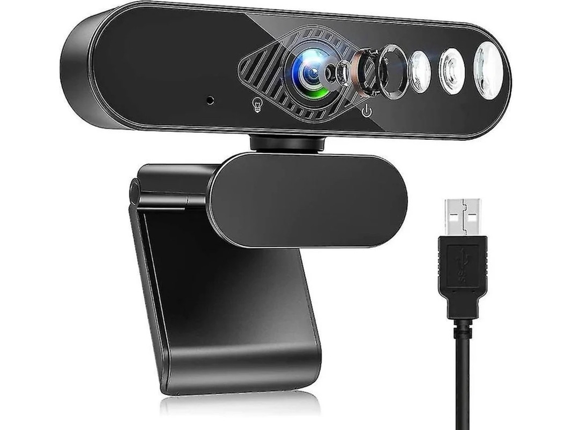 Cámara web USB Full HD 480p con micrófono con cancelación de ruido para videochat, compatible con Windows, Mac y Android, color negro Yizhood
