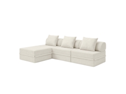 Sofá Modular 3+1+puff Convertible Veludo Regular Beige