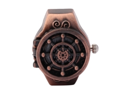 Reloj Vintage De Cuarzo Con Anillo Para El Dedo Y Tapa Abatible Roja
