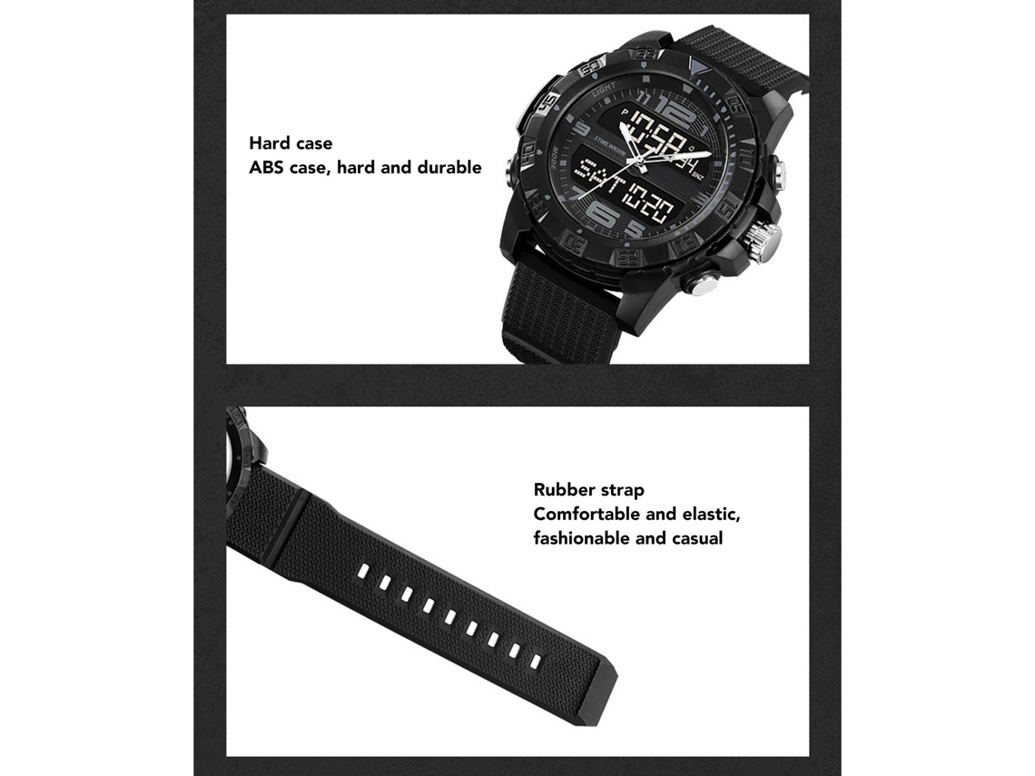 Reloj Cronógrafo Analógico-digital Para Hombre, Resistente Al Agua, Con Luz Led Y Esfera Grande.