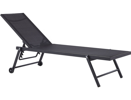Tumbona reclinable de metal/textil trenzado negro BELIANI Portofino