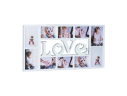 Relaxdays Marco De Fotos Múltiple Love Para 10 Fotografías, Plástico, Blanco, 36.5x72x2 Cm