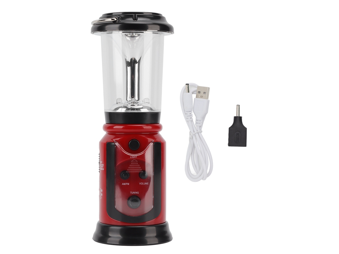 2026-linterna Radio De Manivela Usb Recargable Am Fm Multifuncional Para Camping Senderismo Emergencia Led Rojo