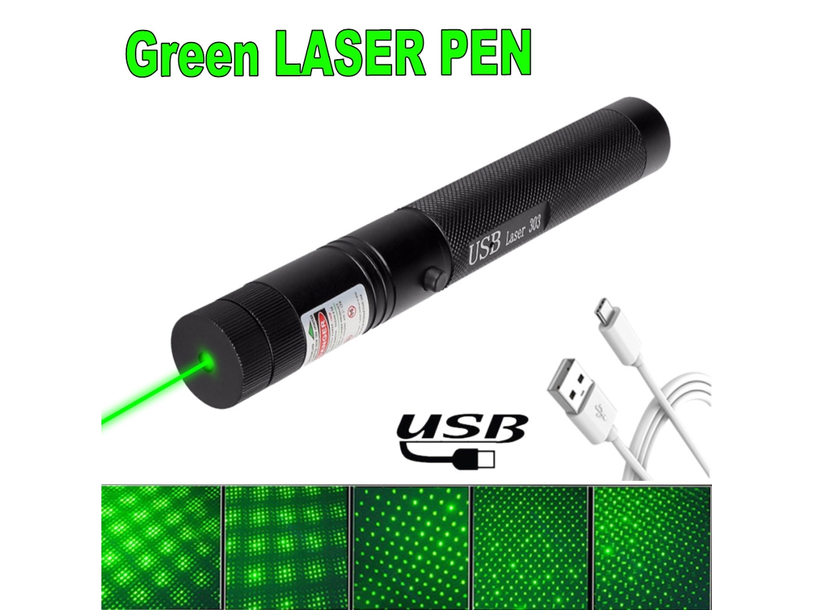 CHRUI Puntero Láser Recargable Usb, Con Tapa De Estrella De Enfoque Ajustable, Color Verde