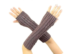 2026-guantes De Lana Tejidos Para Mujer Sin Dedos Largos Calientes Para Otoño Invierno Primavera 30cm Muñeca Casual