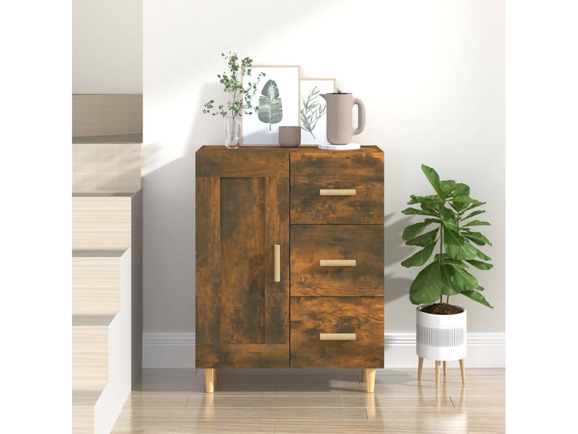 Aparador Madera Contrachapada Color Roble Ahumado 69,5x34x90 Cm
