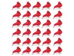 30 Adornos De Cardenales Rojos Para Árbol De Navidad Con Clips, Aprox. 6 Cm.