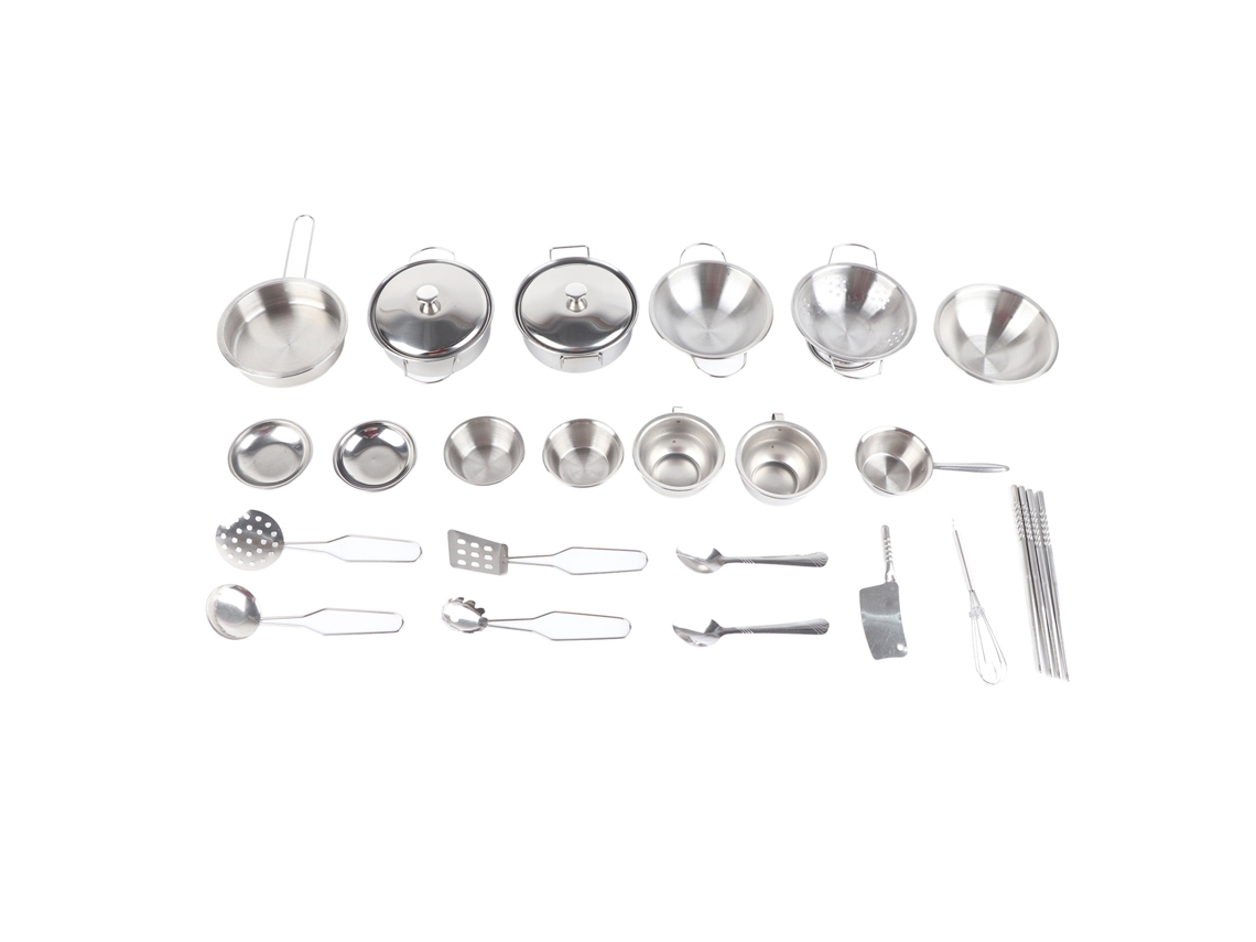 2026 25pcs Juguetes De Cocina De Acero Inoxidable Set De Utensilios Y Ollas Para Niños Y Niñas Regalo