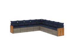 Maison Exclusive - Conjunto De Sofá De Jardín De 9 Piezas Con Cojines, Poliratán Gris