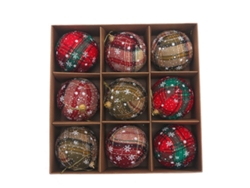 Adornos navideños: 9 piezas de bolas navideñas a cuadros para decoración festiva RNEMITERY