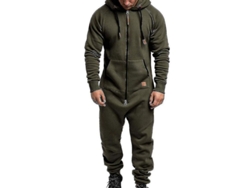 2026-mono Con Capucha Para Hombre Invierno Casual Cremallera Sudadera Overall Romper Qwd Xl Verde Ejército