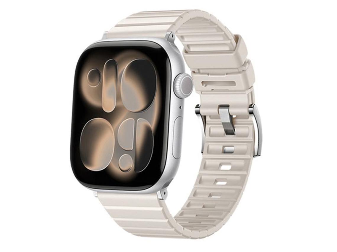 Correa para Apple Watch de 42/41/40/38 mm - Caucho de fluorocarbono con textura de escalera y color sólido.