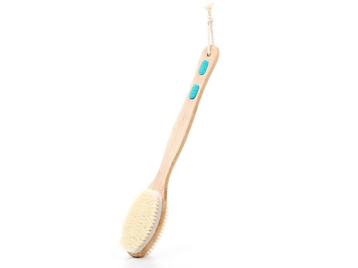 Cepillo de baño con cerdas suaves y firmes, cepillo corporal y mango largo con cepillo de espalda de doble cara.