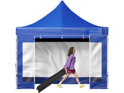 Carpa para fiestas impermeable azul de 3x3 m con protección UV y montaje rápido Tekmaquinas