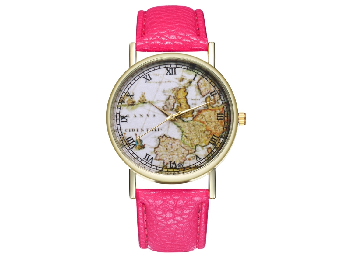 Elegante Reloj De Pulsera De Cuarzo Unisex Para Hombres Y Mujeres, Rosa Y Rojo.