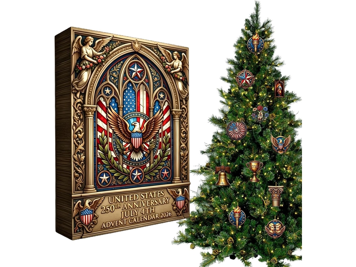 Calendario de Adviento patriótico para el 250 aniversario, para familias, coleccionistas y festividades.