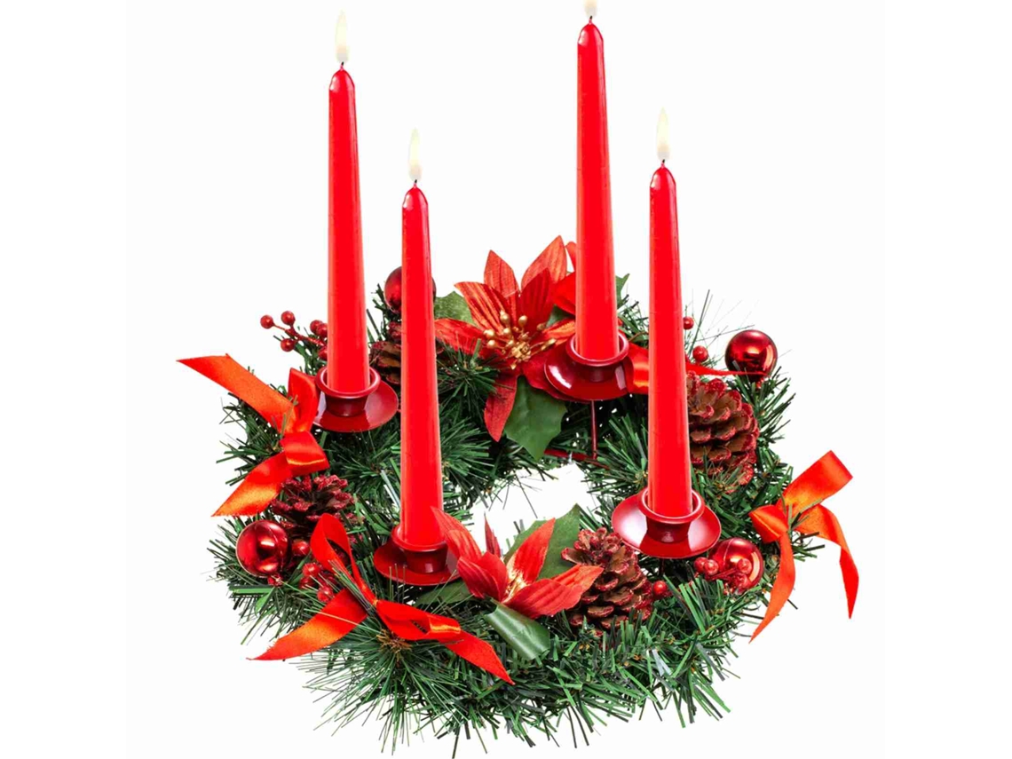 Portavelas de corona de Adviento con cinta decorativa