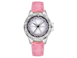 Reloj De Pulsera Vansvar Para Mujer Con Correa De Poliuretano, Estampado Floral Y Diamantes De Imitación Rosas.