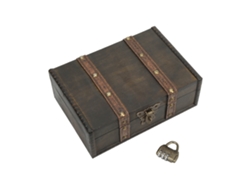 Caja De Joyería Antigua De Madera Con Cerradura De Combinación Para Un Almacenamiento Elegante.