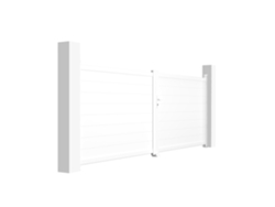 Cancela eléctrica batiente blanca EIGER 4m H.140cm + motor brazo b500