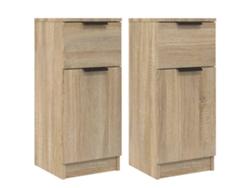 Juego de 2 aparadores de madera de roble procesado Sonoma MAISON EXCLUSIVE 30x30x70 cm