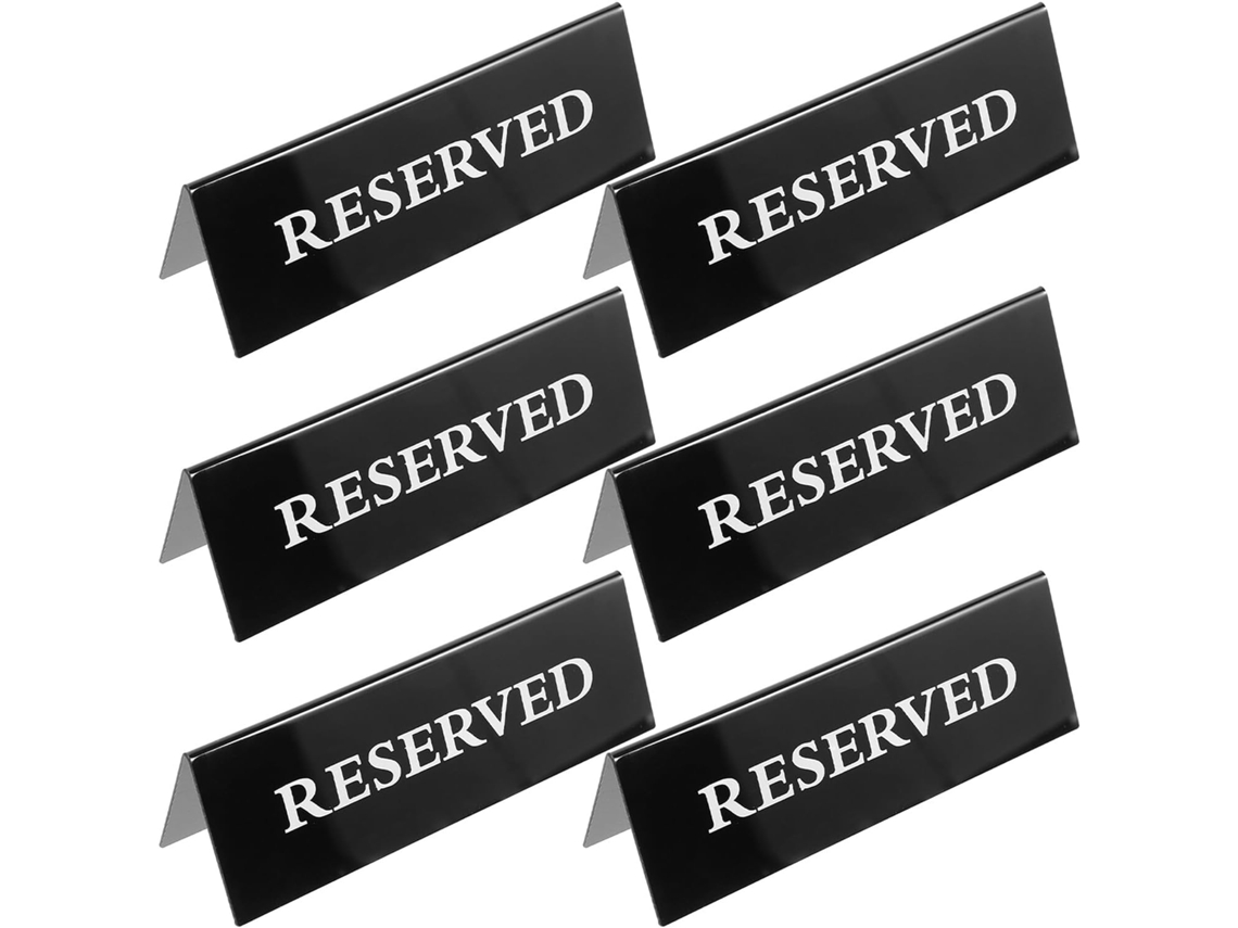 Letreros Acrílicos De Reserva De 20x7 Cm, Juego De 6, Blanco Y Negro, Para Restaurantes.