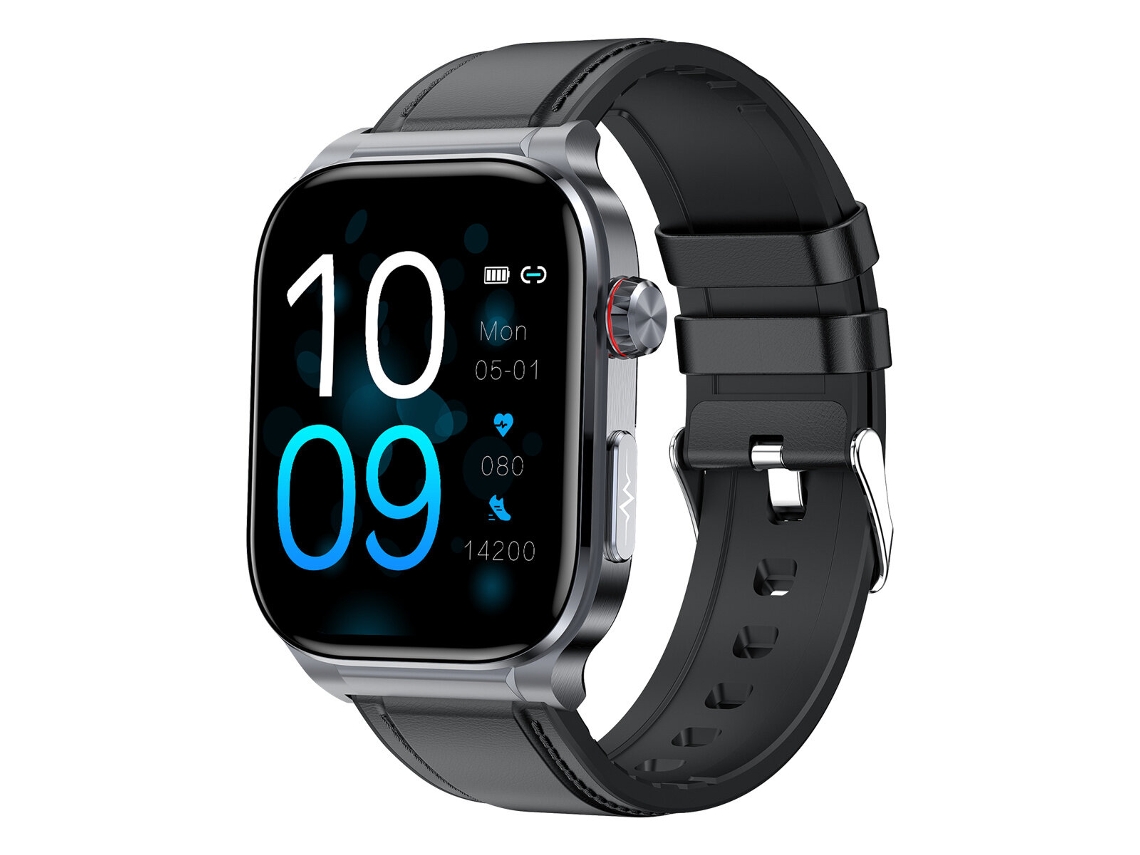 Smartwatch negro ET588 con pantalla AMOLED de 1,96 pulgadas, función de examen microfísico, llamadas Bluetooth, resistencia al agua IP68 Mdug
