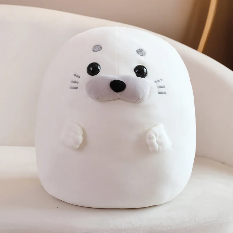 (blanco, 30 Cm) Lindo Muñeco De Peluche De Foca, Relleno De Plumón.