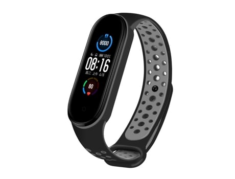 Correa Smartwatch para Xiaomi Mi Band 5 Silicona Transpirable Bicolor (Negro Gris)
