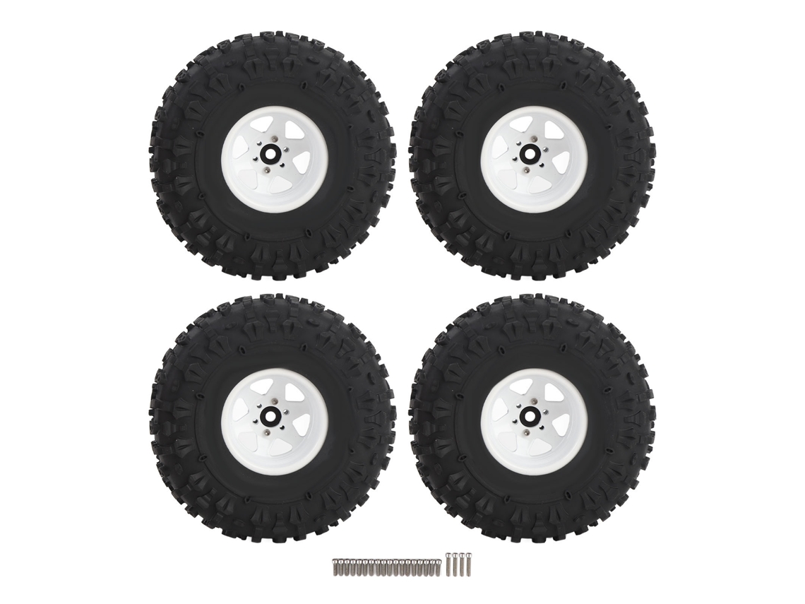 Juego De 4 Neumáticos Rc Crawler De 1,9 Pulgadas Con Llanta Metálica Para Redcat Axial Scx10 (blanco)