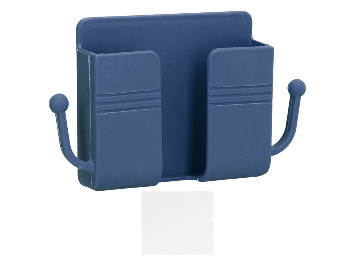 Caja De Almacenamiento De Pared Con Soporte Para Teléfono Móvil Y Sistema De Carga Multifuncional - Azul